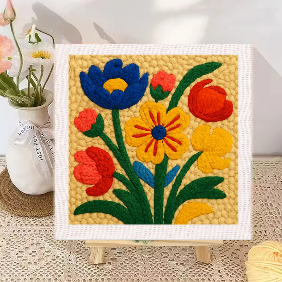 DIY Punch Needle Embroidery Kit for Beginners DIY Embroidery Starter Kits with Floral Fabric Cross Stitch Set for Adults