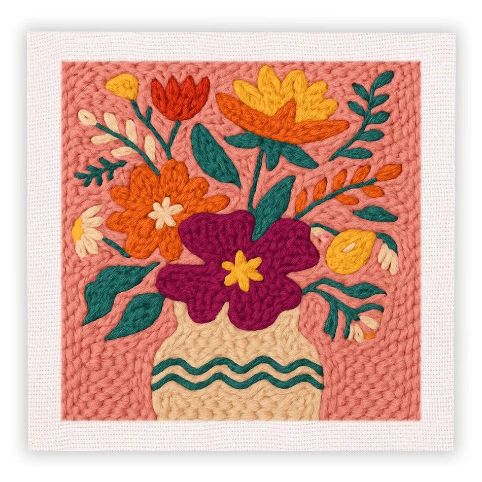 DIY Punch Needle Embroidery Kit for Beginners DIY Embroidery Starter Kits with Floral Fabric Cross Stitch Set for Adults