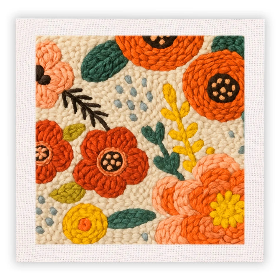 DIY Punch Needle Embroidery Kit for Beginners DIY Embroidery Starter Kits with Floral Fabric Cross Stitch Set for Adults