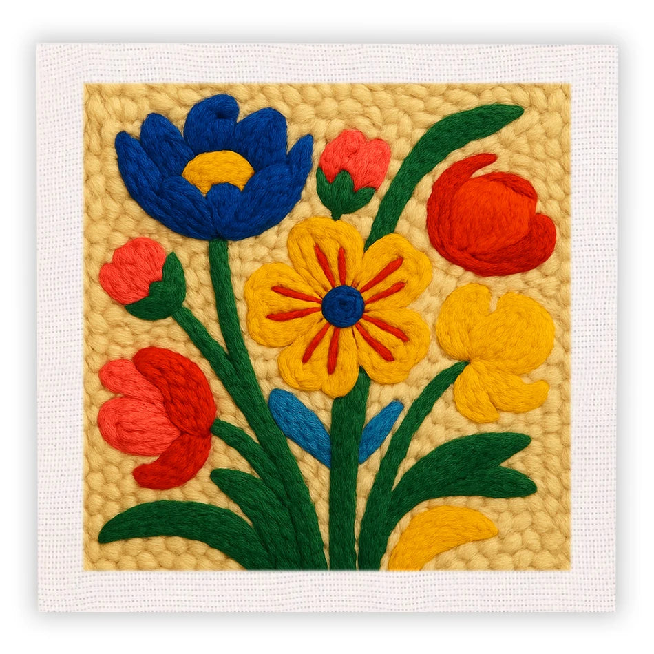 DIY Punch Needle Embroidery Kit for Beginners DIY Embroidery Starter Kits with Floral Fabric Cross Stitch Set for Adults