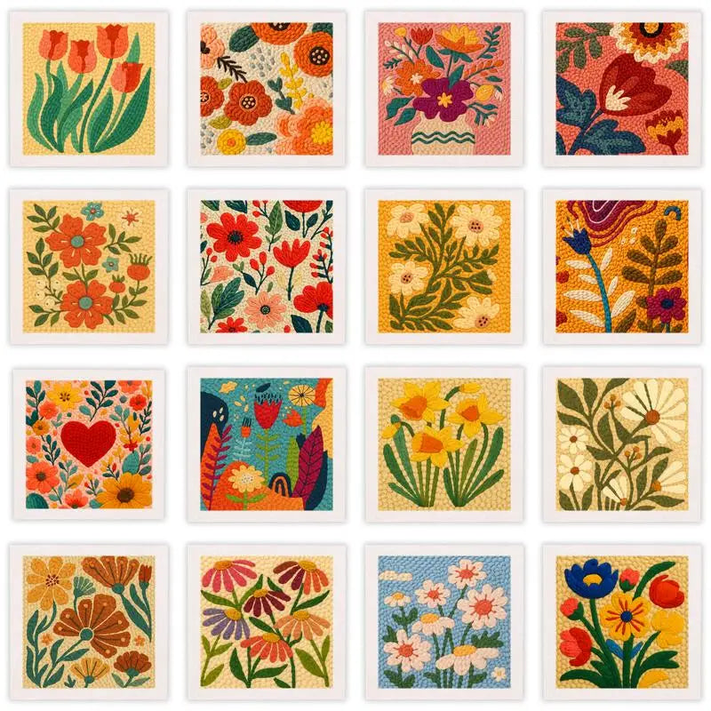 DIY Punch Needle Embroidery Kit for Beginners DIY Embroidery Starter Kits with Floral Fabric Cross Stitch Set for Adults