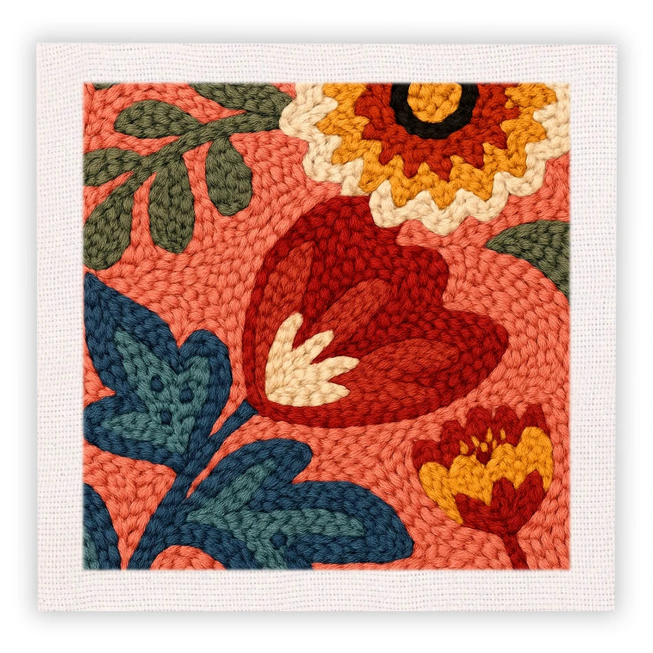 DIY Punch Needle Embroidery Kit for Beginners DIY Embroidery Starter Kits with Floral Fabric Cross Stitch Set for Adults