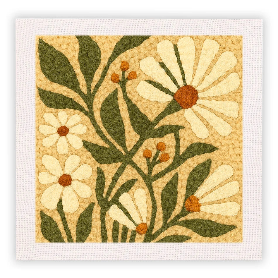 DIY Punch Needle Embroidery Kit for Beginners DIY Embroidery Starter Kits with Floral Fabric Cross Stitch Set for Adults