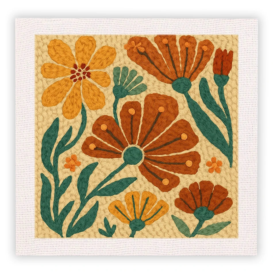 DIY Punch Needle Embroidery Kit for Beginners DIY Embroidery Starter Kits with Floral Fabric Cross Stitch Set for Adults